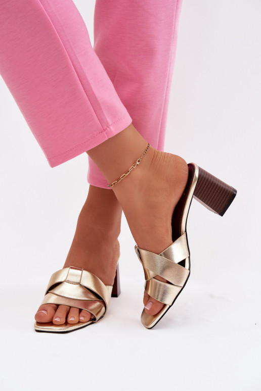 zapatillas de mujer con tacones con rayas Eko Piel color dorado Corivelle