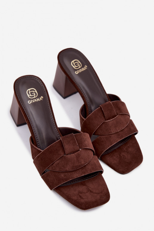 zapatillas de mujer con tacones con rayas de gamuza ecológicaoAe CzekoladoAe Corivelle