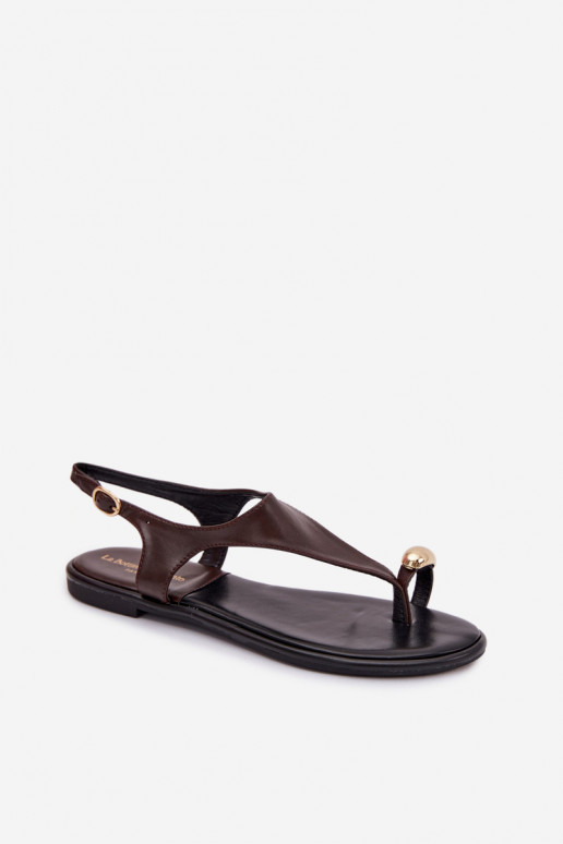 Sandalias de mujer con tacones anchos Ze color doradom Detalem CzekoladoAe Talorina