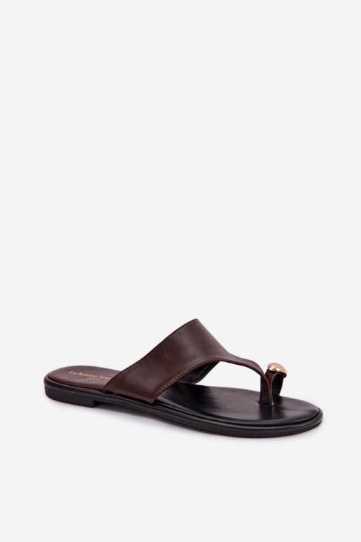 Zapatillas apartamento de mujeres Eko Piel Ze color doradom Detalem CzekoladoAe Lavessa