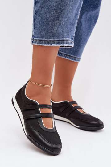 Bailarinas de mujer estilo deportivo con tiras color negro Farvessa 2