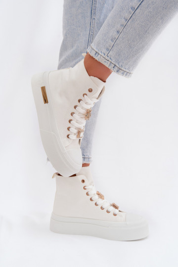 Zapatillas de ocio "Gracella" blancas con plataforma y adornos