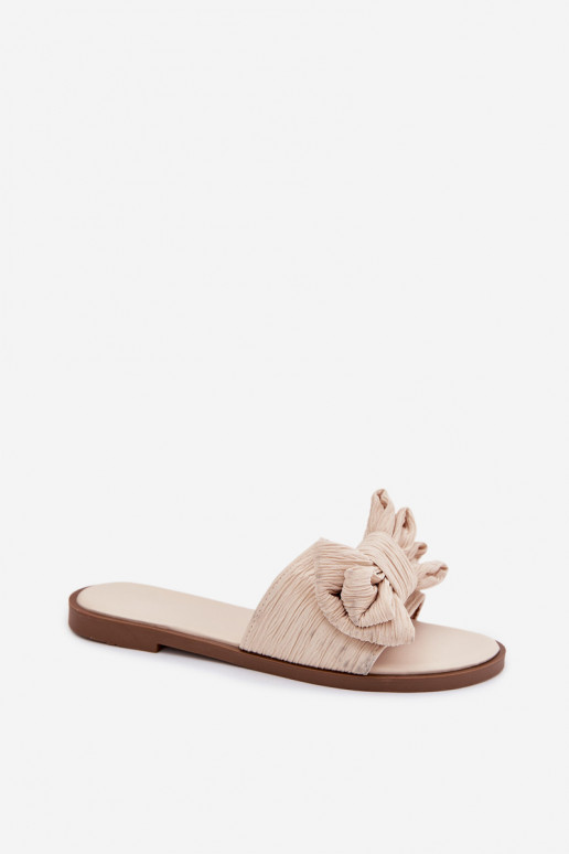 Zapatillas de mujer con tacones anchos y lazos color arena Amivelle