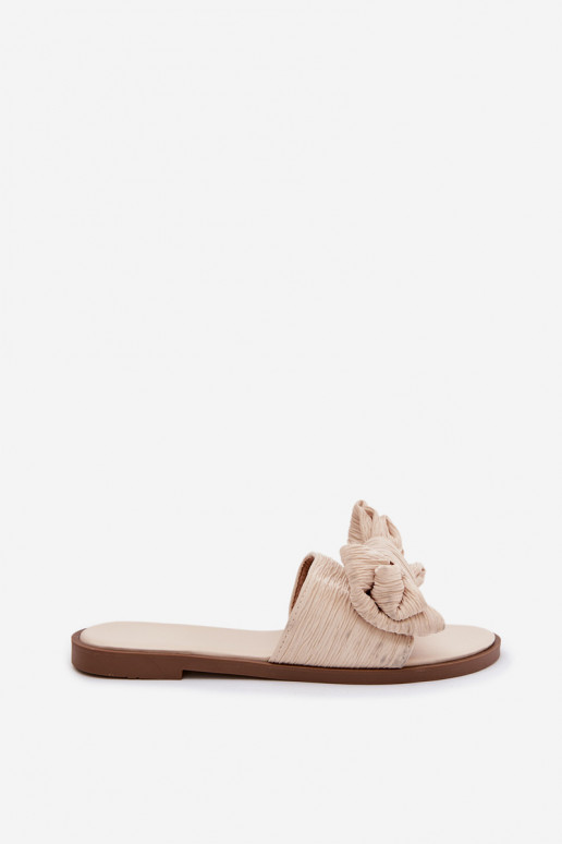 Zapatillas de mujer con tacones anchos y lazos color arena Amivelle