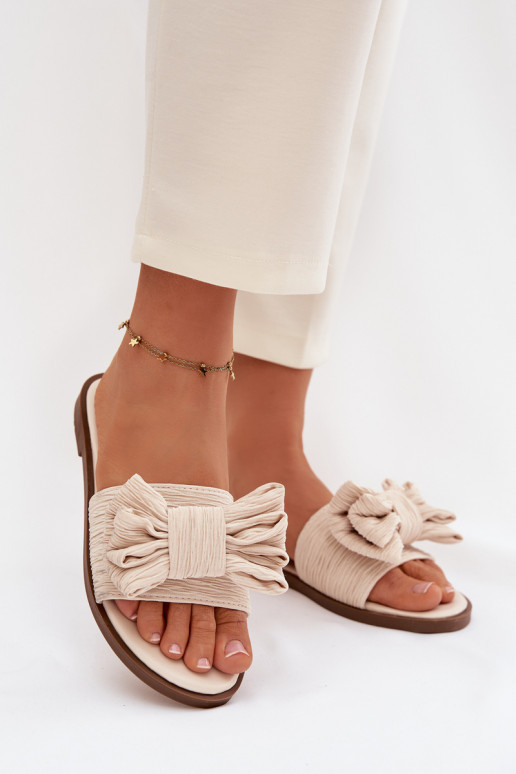 Zapatillas de mujer con tacones anchos y lazos color arena Amivelle