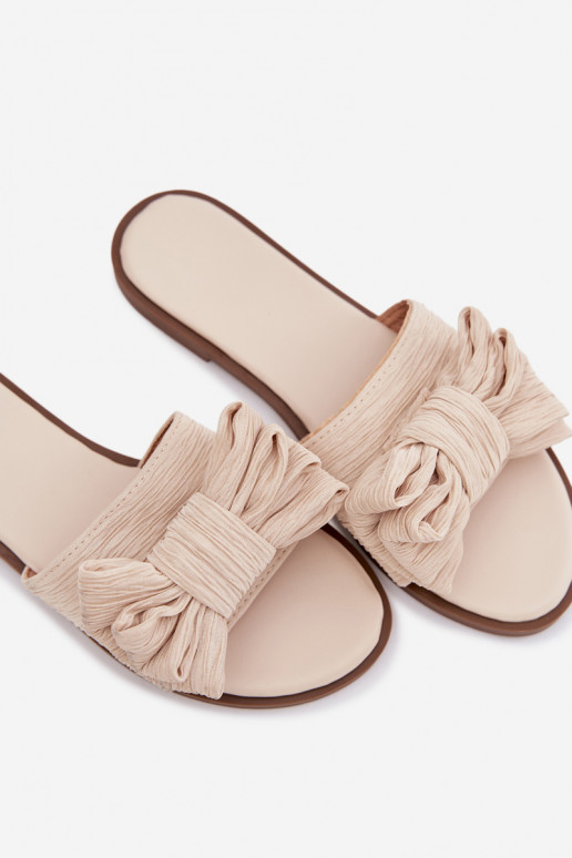 Zapatillas de mujer con tacones anchos y lazos color arena Amivelle