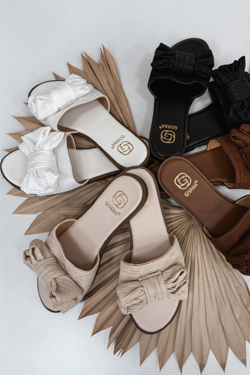 Zapatillas de mujer con tacones anchos y lazos, color blanco Amivelle