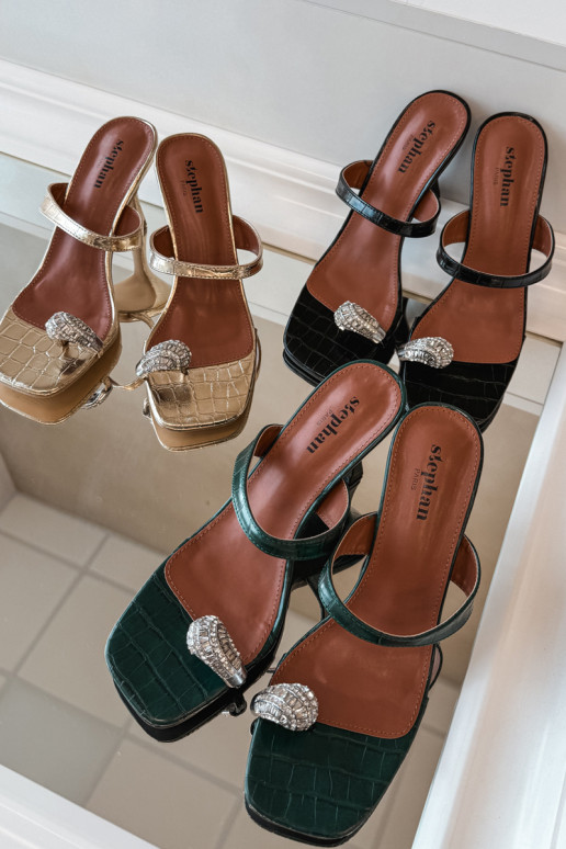 zapatillas de mujer con tacones finos Con decoraciones Detalem de color negro Lorissa