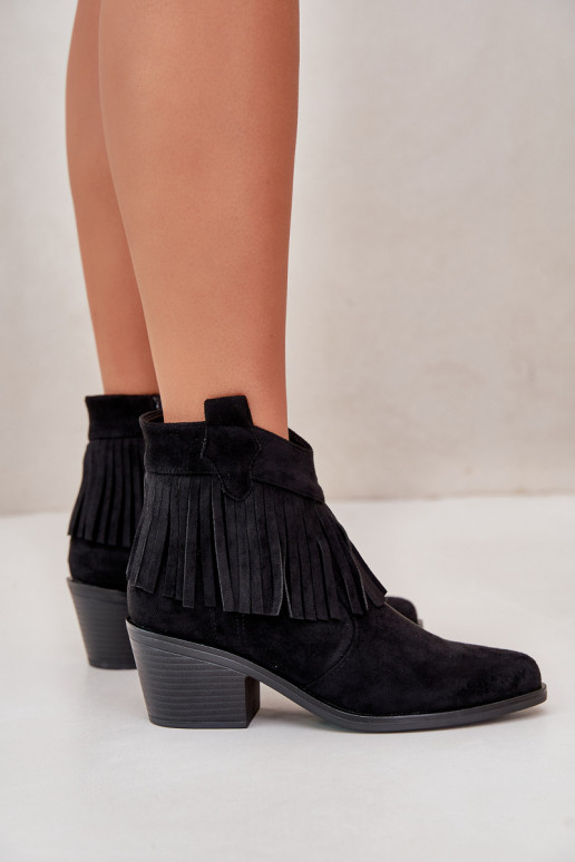 botas estilo vaquero Femenino Al castillo de gamuza ecológicaoAe de color negro S.Barski HY42-127