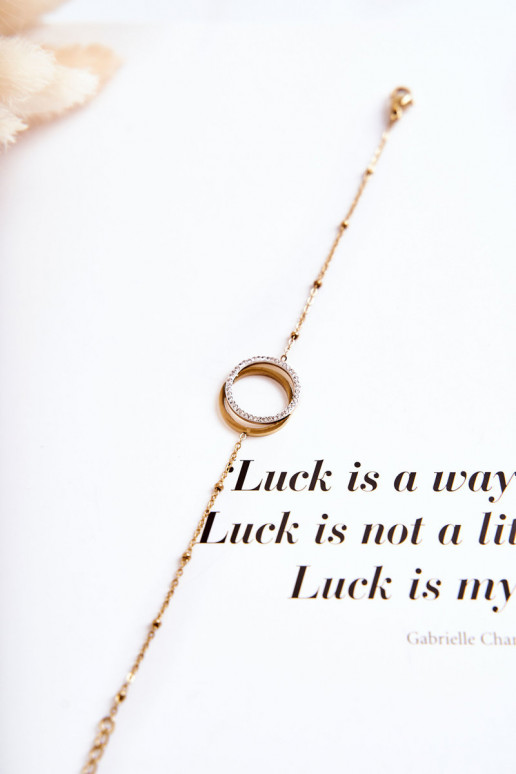 Femenino Elegante Una pulsera con hermosos detalles y circonitas color dorado