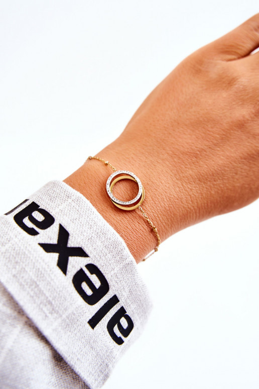 Femenino Elegante Una pulsera con hermosos detalles y circonitas color dorado