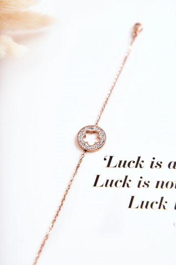 Femenino Una pulsera Celebridad con motivos florales I con ojales de circonio color oro rosa