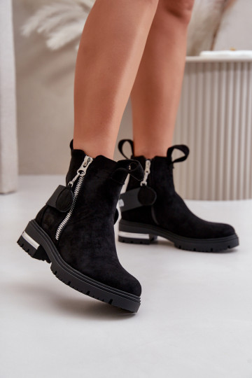 calentamiento Botas de mujer con cremalleras de color negro Calvaro