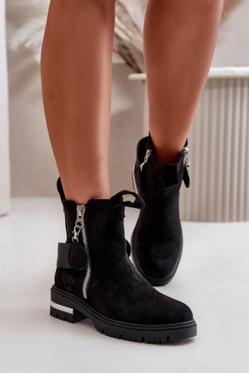 calentamiento Botas de mujer con cremalleras de color negro Calvaro 2