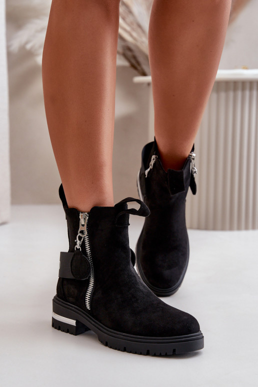 calentamiento Botas de mujer con cremalleras de color negro Calvaro