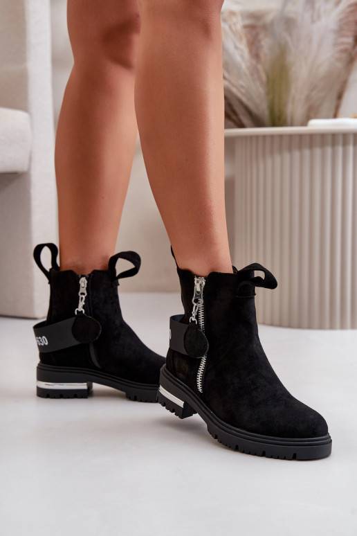 calentamiento Botas de mujer con cremalleras de color negro Calvaro
