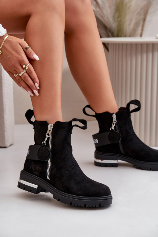 calentamiento Botas de mujer con cremalleras de color negro Calvaro