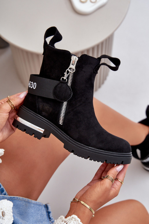 calentamiento Botas de mujer con cremalleras de color negro Calvaro