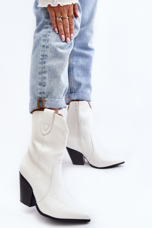 Femenino botas estilo vaquero con tacones el color blanco Melaitia