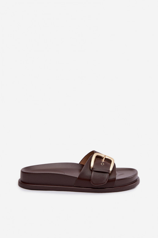 zapatillas de mujer con hebillas doradas CzekoladoAe Rosivana