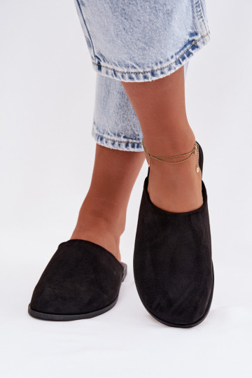 Chanclas femeninas de gamuza sintética color negro "Veronelle"