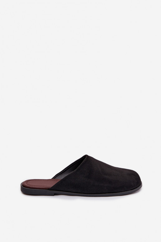 Zapatillas apartamento de mujeresde gamuza ecológicau de color negro Veronelle