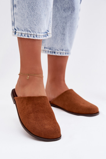 Chanclas femeninas de gamuza sintética color marrón "Veronelle" 2