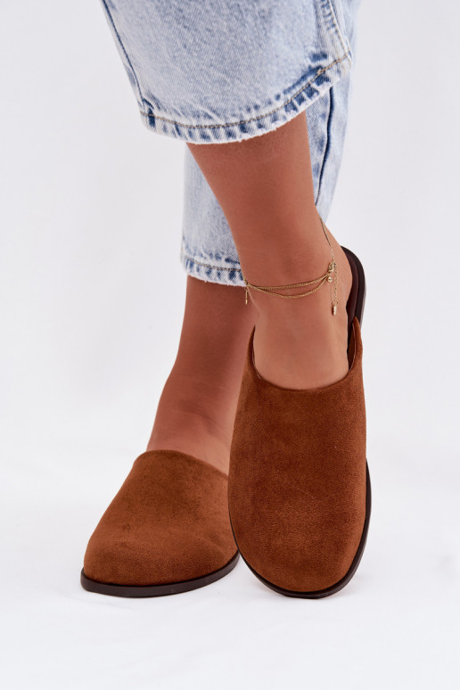 Zapatillas apartamento de mujeresde gamuza ecológicau color marrón Veronelle