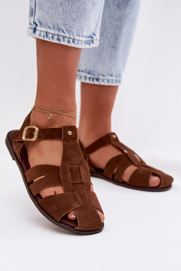 Sandalias romanas planas femeninas color marrón "Belanessa" 2