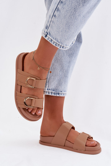 Eko Zapatillas de cuero Femenino con rayas beige Rosinessa