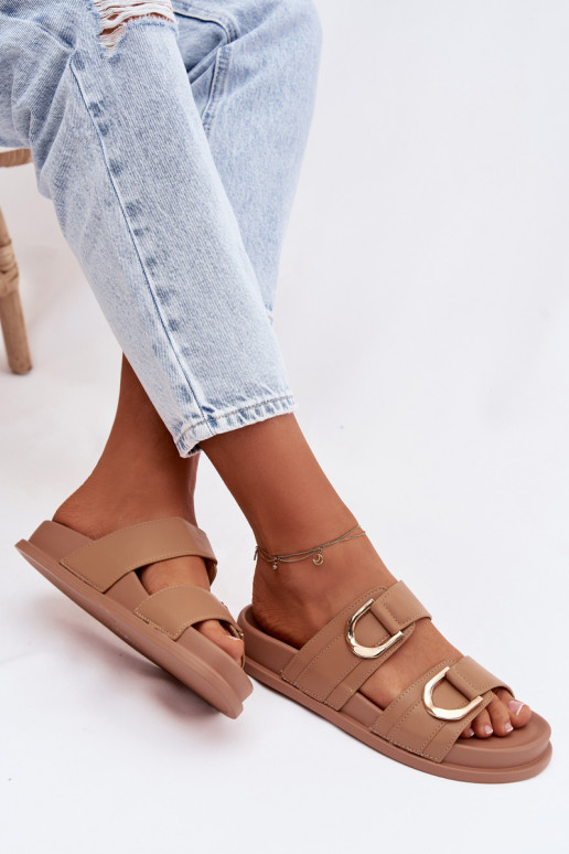 Eko Zapatillas de cuero Femenino con rayas beige Rosinessa