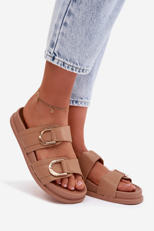 Eko Zapatillas de cuero Femenino con rayas beige Rosinessa