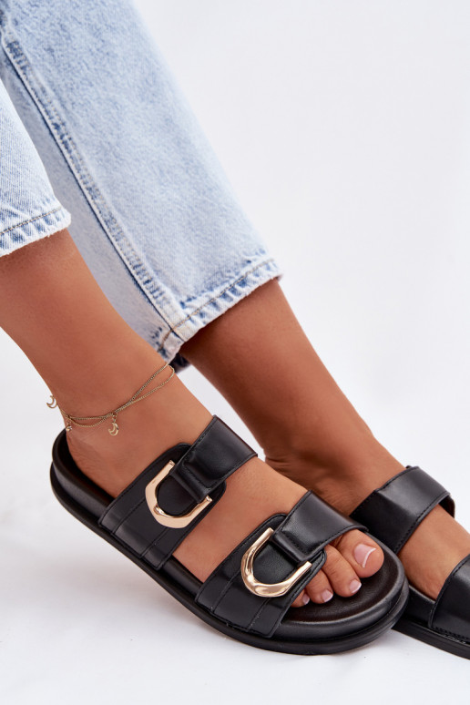 Eko Zapatillas de cuero Femenino con rayas de color negro Rosinessa