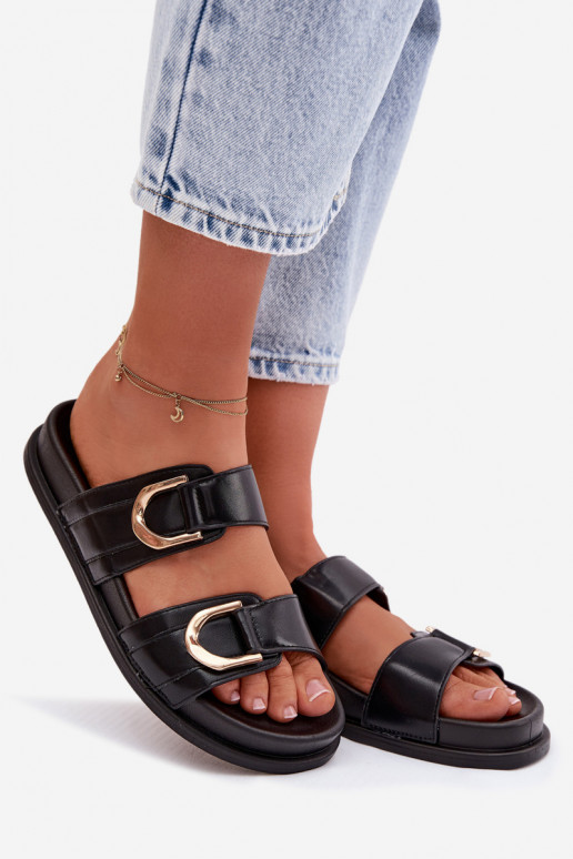 Eko Zapatillas de cuero Femenino con rayas de color negro Rosinessa