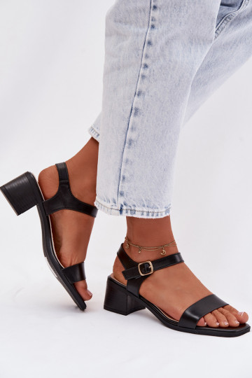 Sandalias de plataforma para mujer de piel sintética de color negro Sabela
