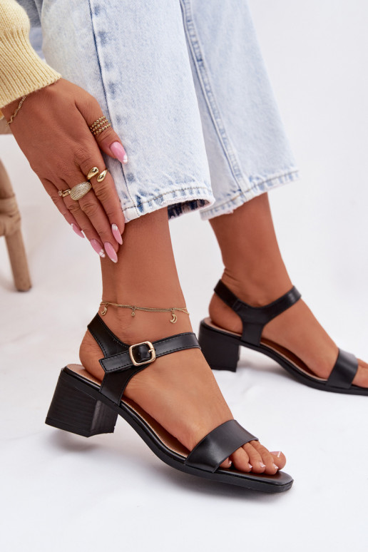 Sandalias de mujer Eko Piel reloj de color negro Sabela