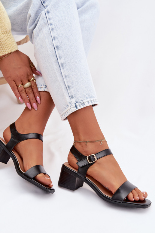 Sandalias de mujer Eko Piel reloj de color negro Sabela