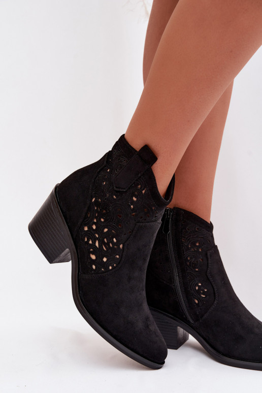 Botas caladas estilo vaquero Femenino con tacones S.Barski HY61-8012 de color negro