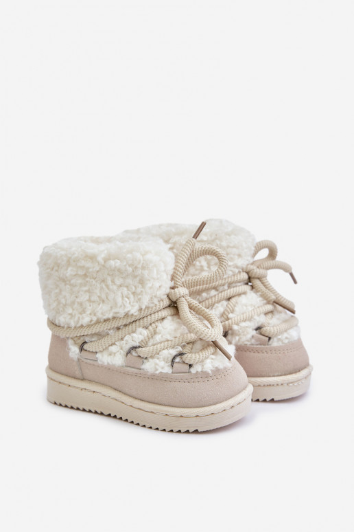 cálido Botas Botas de nieve Infantil con correas beige Asija