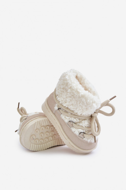 cálido Botas Botas de nieve Infantil con correas beige Asija