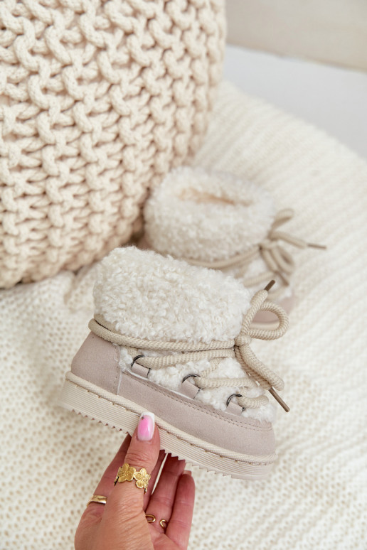 cálido Botas Botas de nieve Infantil con correas beige Asija