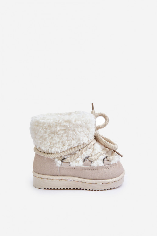 cálido Botas Botas de nieve Infantil con correas beige Asija
