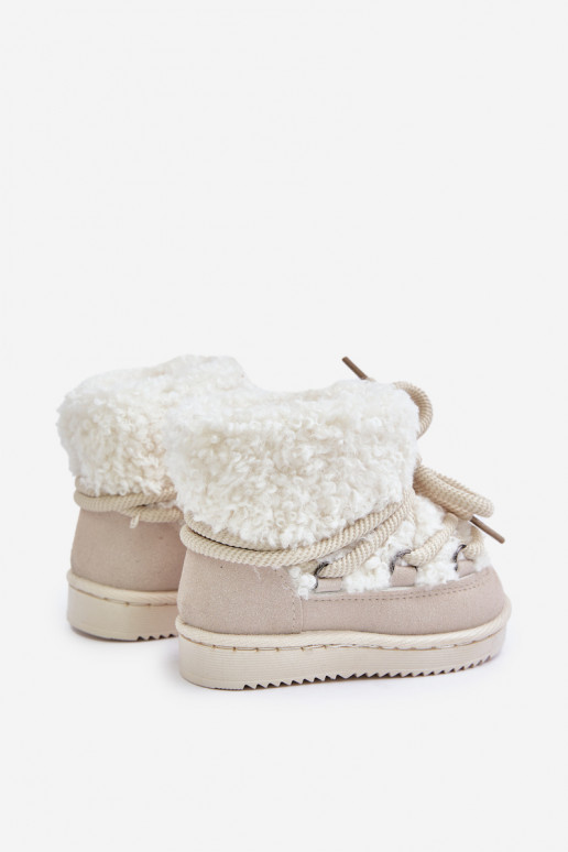 cálido Botas Botas de nieve Infantil con correas beige Asija