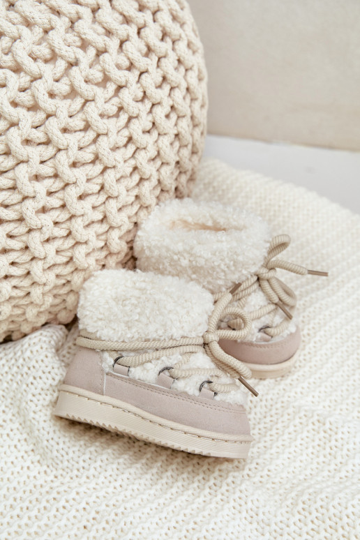 cálido Botas Botas de nieve Infantil con correas beige Asija