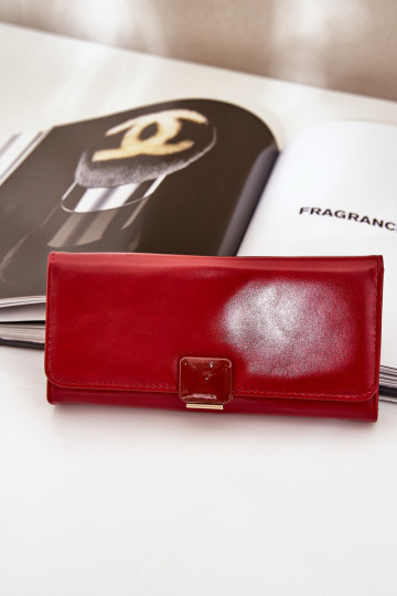 Eko Cuero Gładki Cartera de mujer color rojo Erolia