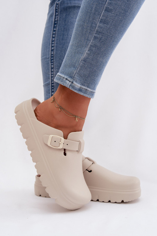 Zapatillas ligeras zapatillas de mujer con correas I con hebillas beige Larinie