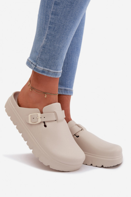 Zapatillas ligeras zapatillas de mujer con correas I con hebillas beige Larinie