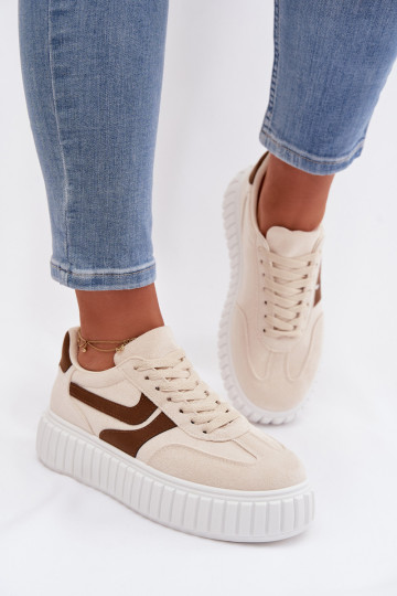 Zapatillas de mujer de estilo deportivo con plataforma de ante sintético color arena Cadrina