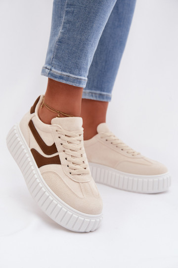 Zapatillas de mujer de estilo deportivo con plataforma de ante sintético color arena Cadrina 2