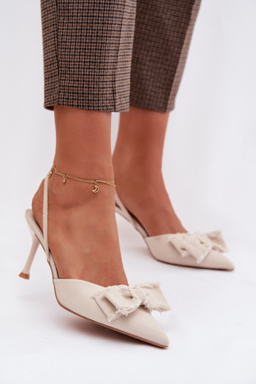 Sandalias de mujer con tacones finos con cintas color marfil Hestia